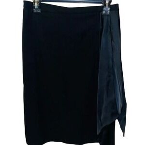 Black Pencil Skirt w/ Satin Drape Detail - Career Cocktail Party